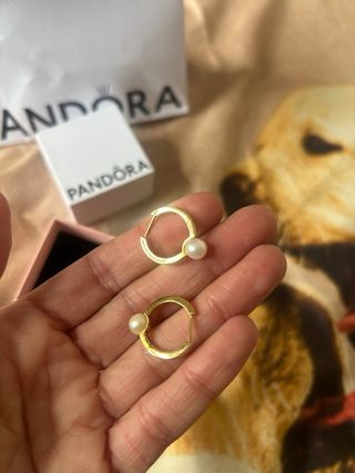 Pendientes aro perla PANDORA originales
