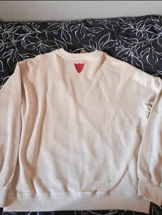 Sudadera Sevilla FC Beige Corazón Rojo
