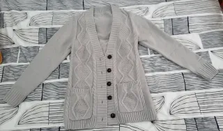 Jersey chaqueta cárdigan tejido gris TL-XL Nuevo