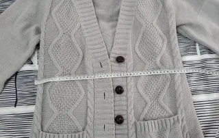 Jersey chaqueta cárdigan tejido gris TL-XL Nuevo