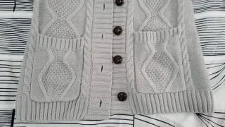 Jersey chaqueta cárdigan tejido gris TL-XL Nuevo