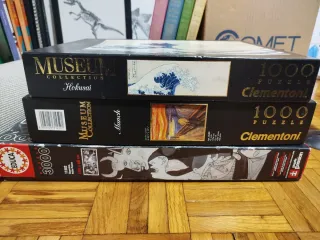 Lote 3 Puzzles: Hokusai, Munch, Picasso