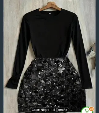 Conjunto falda lentejuelas y camiseta XL