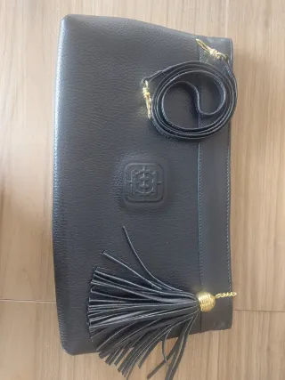 Bolso Cartera Piel Negro con Adorno