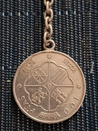Llavero Moneda 100 Ptas Franco 1966 Plata