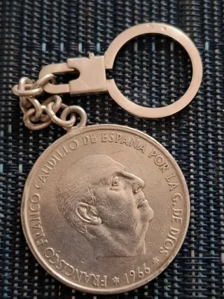 Llavero Moneda 100 Ptas Franco 1966 Plata
