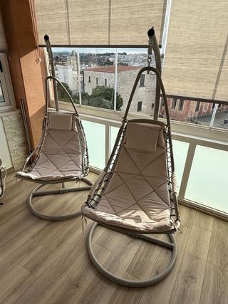 Coppia sedie dondolo beige/grigio