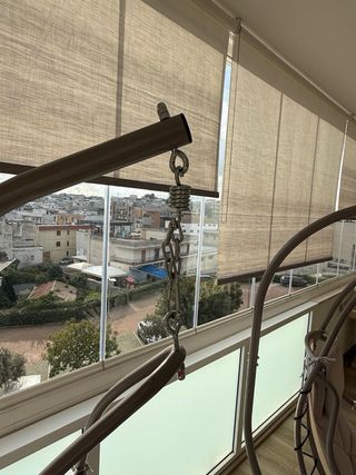 Coppia sedie dondolo beige/grigio