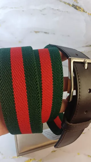 Cinturón Cuero y Tejido Elástico Ajustable