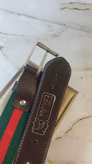 Cinturón Cuero y Tejido Elástico Ajustable