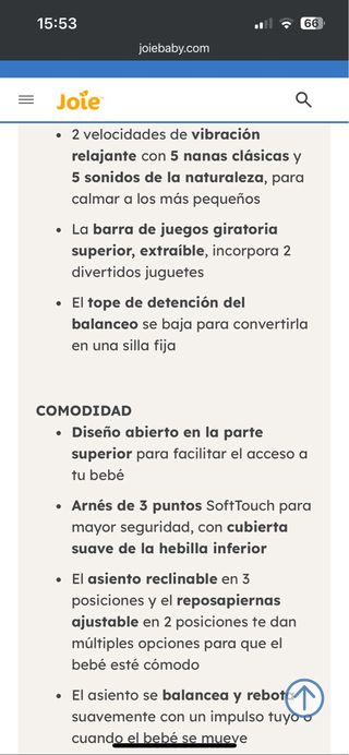 Hamaca Joie Dreamer para bebé