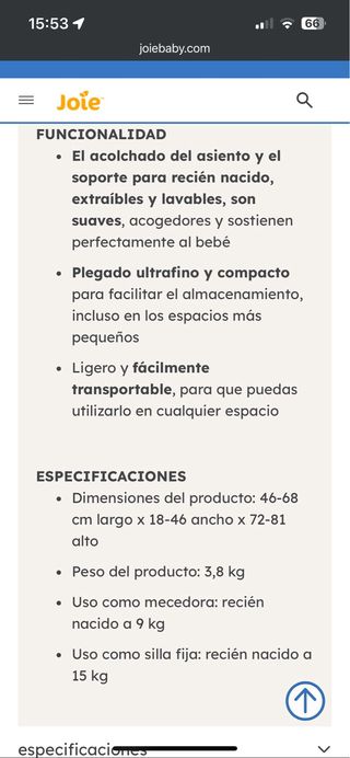 Hamaca Joie Dreamer para bebé