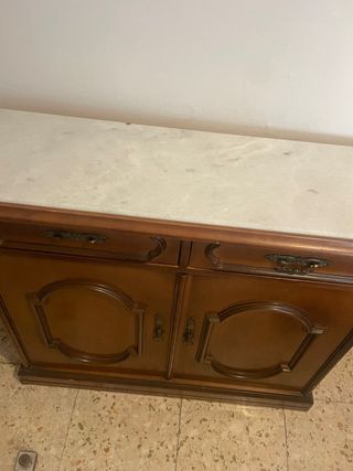 Mueble de entrada madera y mármol