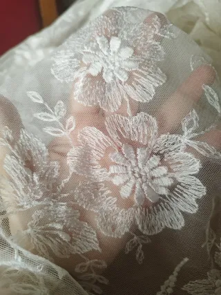 Pizzo su tulle mano seta