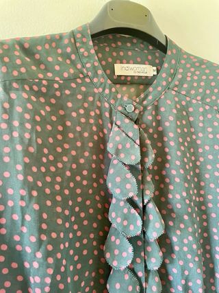 Blusa Indiwoman lunares rosa y verde Talla M