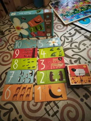 Puzzles Djeco Duo Números y Animales