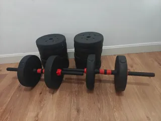 Banco Plegable + Mancuernas Set Musculación