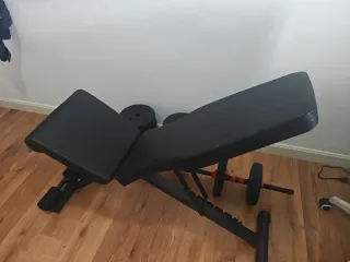 Banco Plegable + Mancuernas Set Musculación