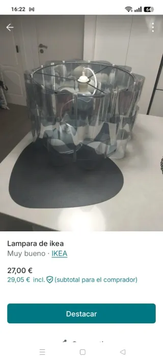 Lámpara de techo Ikea gris/transparente