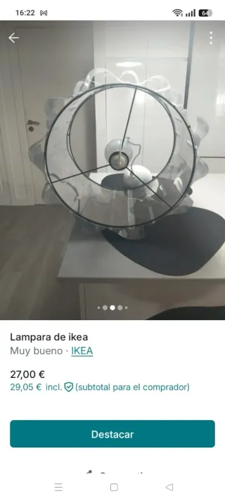 Lámpara de techo Ikea gris/transparente