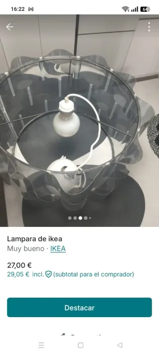 Lámpara de techo Ikea gris/transparente
