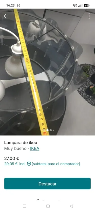 Lámpara de techo Ikea gris/transparente