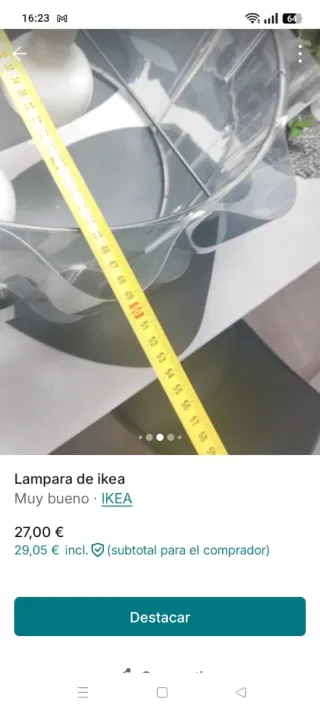 Lámpara de techo Ikea gris/transparente