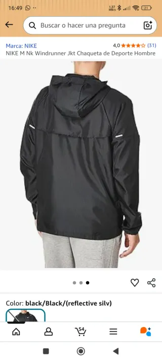 Parka cortavientos Nike M