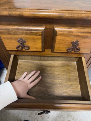 Mesita Noche Madera Rústica 5 Cajones