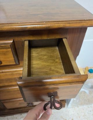 Mesita Noche Madera Rústica 5 Cajones