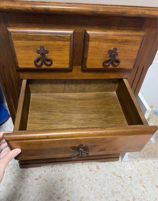 Mesita Noche Madera Rústica 5 Cajones