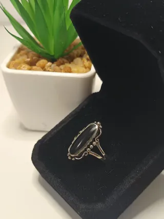 Anillo Plata Ley Ónix Negro Ovalado 16mm/ T.56