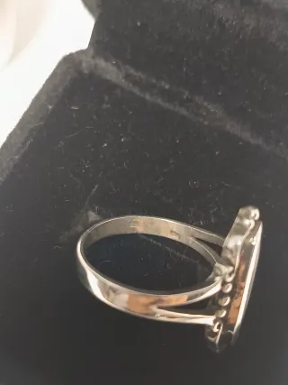 Anillo Plata Ley Ónix Negro Ovalado 16mm/ T.56