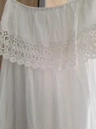 Vestido blanco ibicenco palabra de honor.