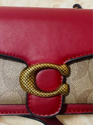 Bolso coach Tabby 20,Piel granate y Lona Monogram
