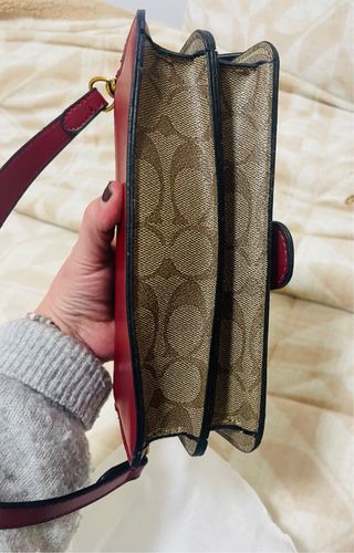 Bolso coach Tabby 20,Piel granate y Lona Monogram