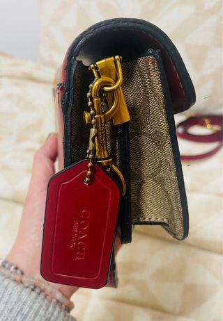 Bolso coach Tabby 20,Piel granate y Lona Monogram