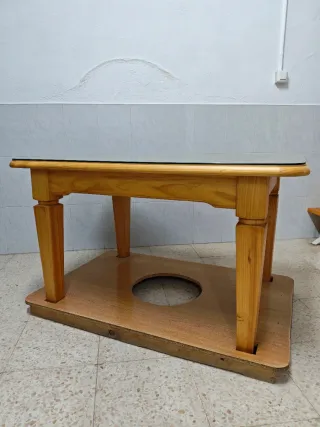 Mesa camilla 120x80 madera maciza enaguilla, crist