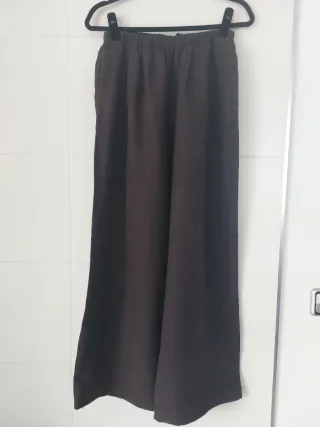 Pantalón Massimo Dutti Lino Marrón Talla 34