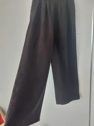 Pantalón Massimo Dutti Lino Marrón Talla 34