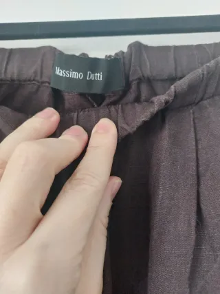 Pantalón Massimo Dutti Lino Marrón Talla 34