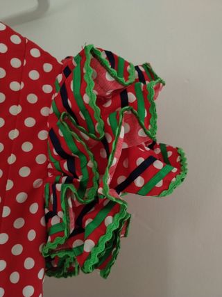 Vestido Flamenca Vintage Popelín Rojo Lunares