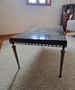 Mesa centro vintage mármol y bronce