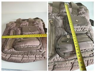 Mochila Desigual rosa y beige acolchada