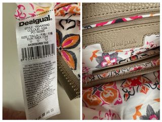 Mochila Desigual rosa y beige acolchada