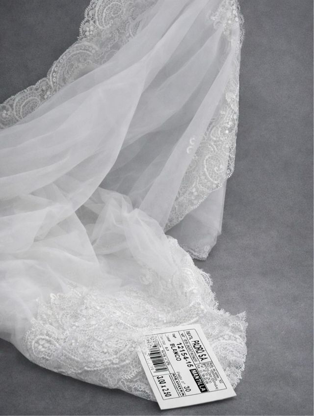 Velo amantillado para novia en blanco Textil Padró