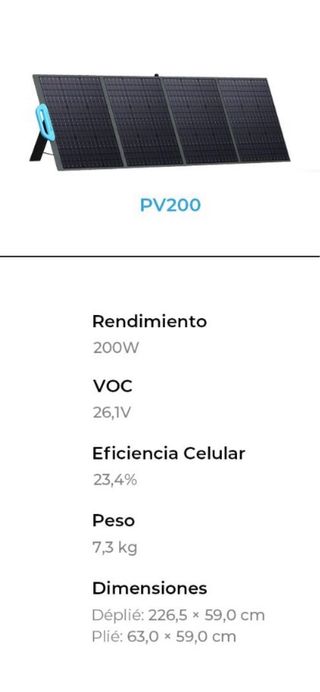 Panel Solar Bluetti PV200 Portátil 200W Usado 3
