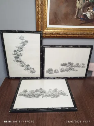 Conjunto 3 Cuadros Antiguos Chinos