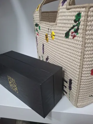 Bolso Tote Rafia Bordado Flores