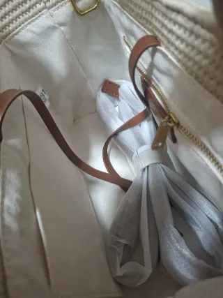 Bolso Tote Rafia Bordado Flores